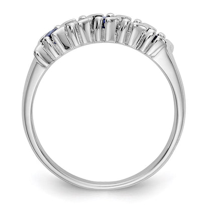 14k White Gold Real Diamond w/Sapphire Band
