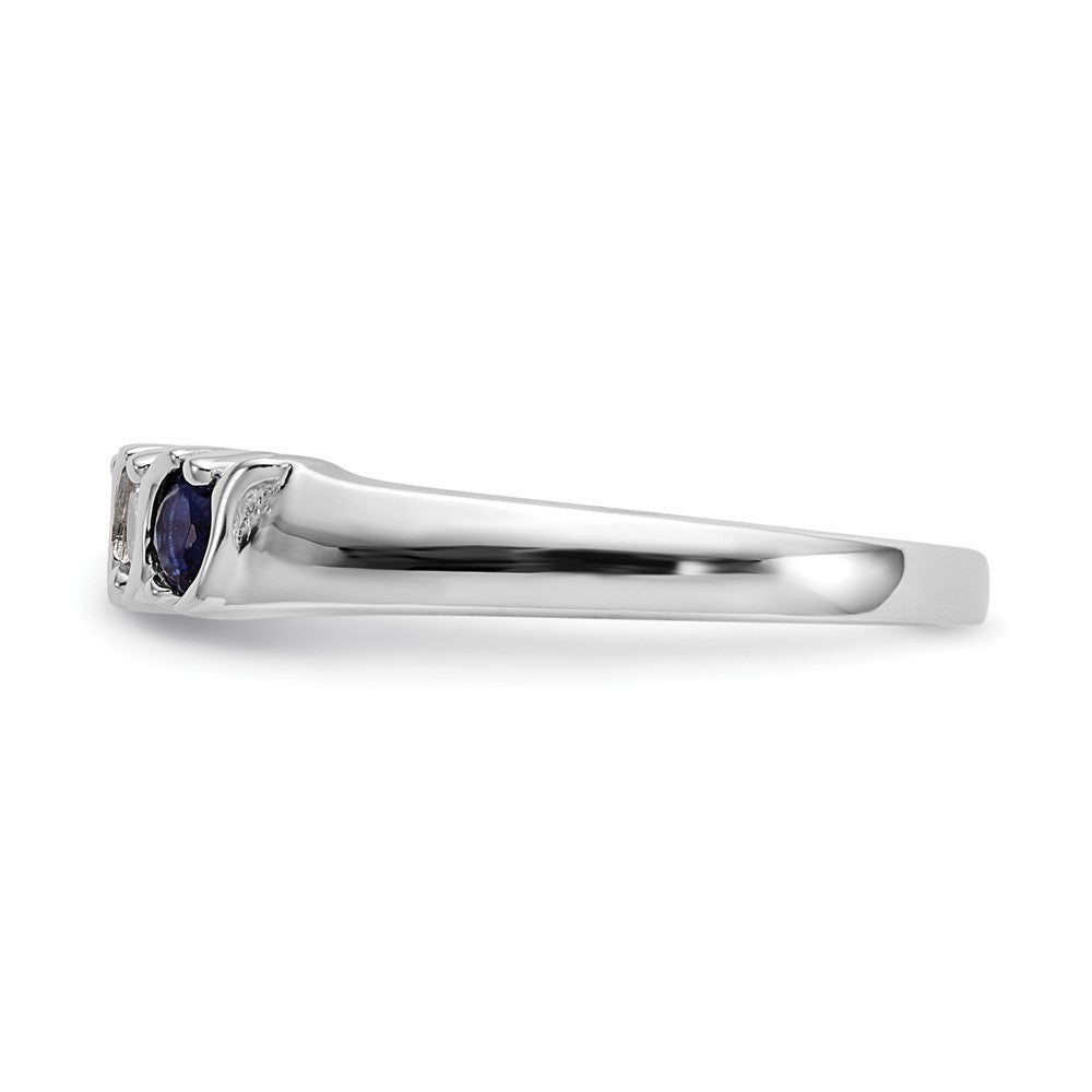 14k White Gold Real Diamond w/Sapphire Band