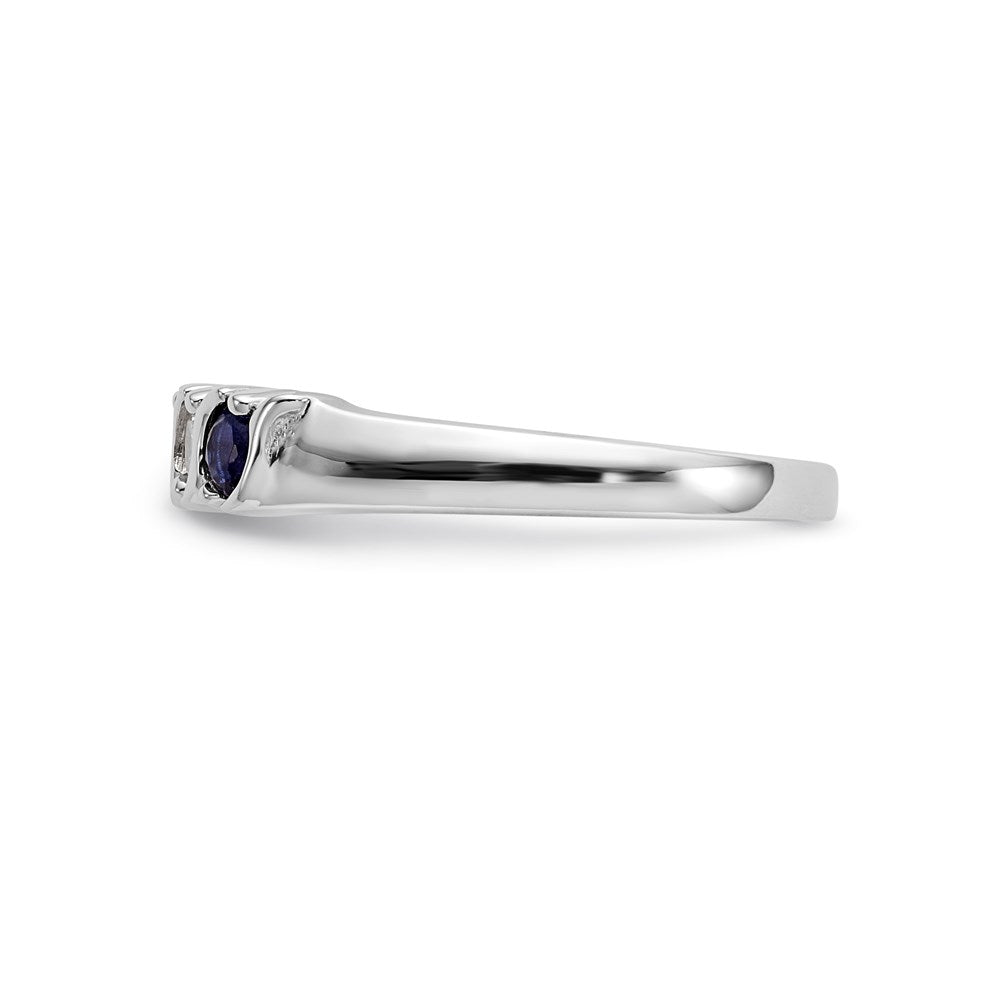 14k White Gold Real Diamond w/Sapphire Band