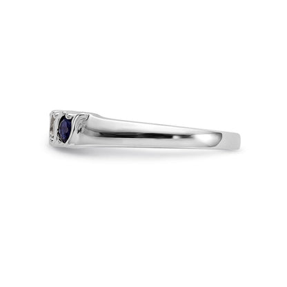 14k White Gold Real Diamond w/Sapphire Band
