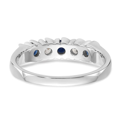 Solid 14k White Gold Simulated CZ w/Simulated Sapphire Band