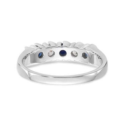 14k White Gold Real Diamond w/Sapphire Band