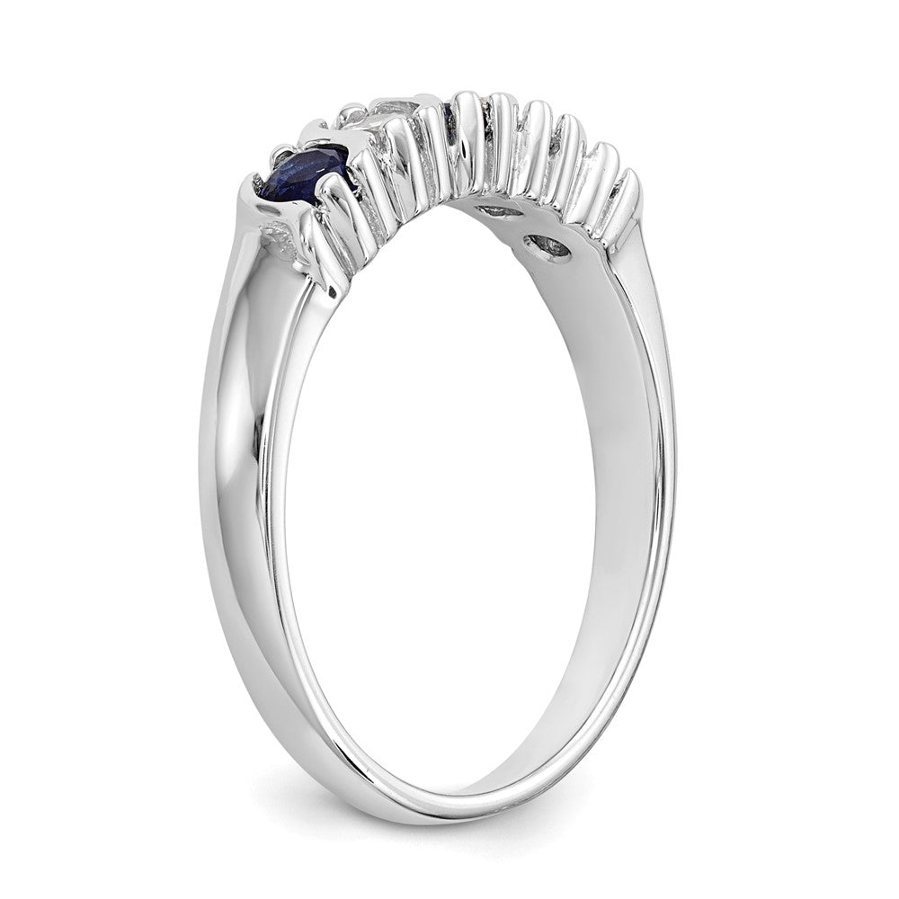 14k White Gold Real Diamond w/Sapphire Band