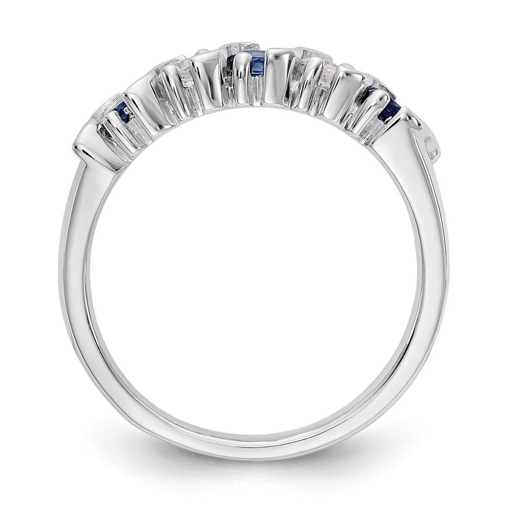 Solid 14k White Gold Simulated CZ w/Simulated Sapphire Band