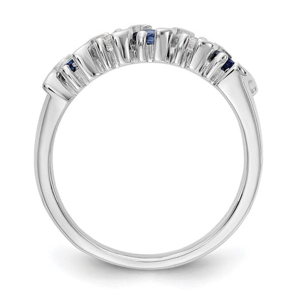 Solid 14k White Gold Simulated CZ w/Simulated Sapphire Band