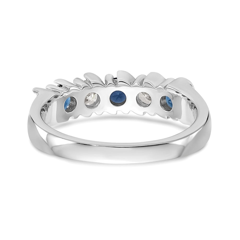 Solid 14k White Gold Simulated CZ w/Simulated Sapphire Band