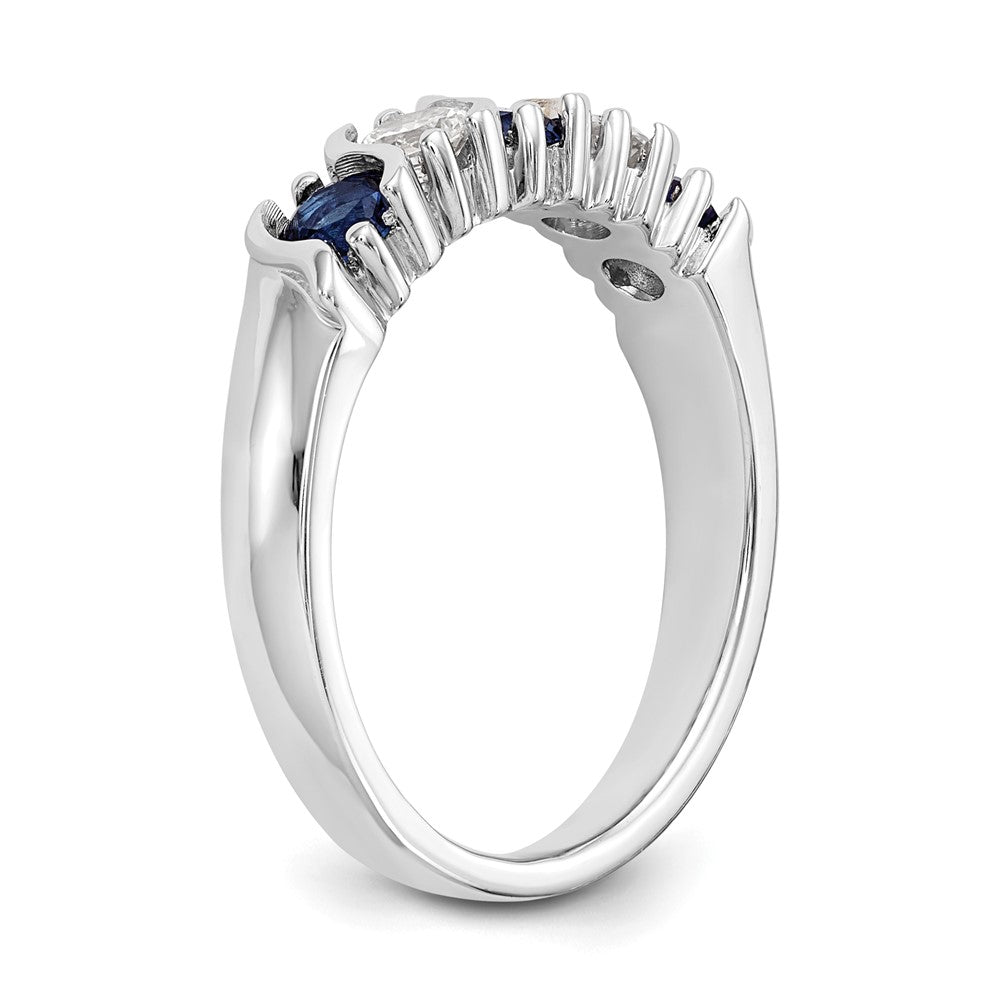 Solid 14k White Gold Simulated CZ w/Simulated Sapphire Band
