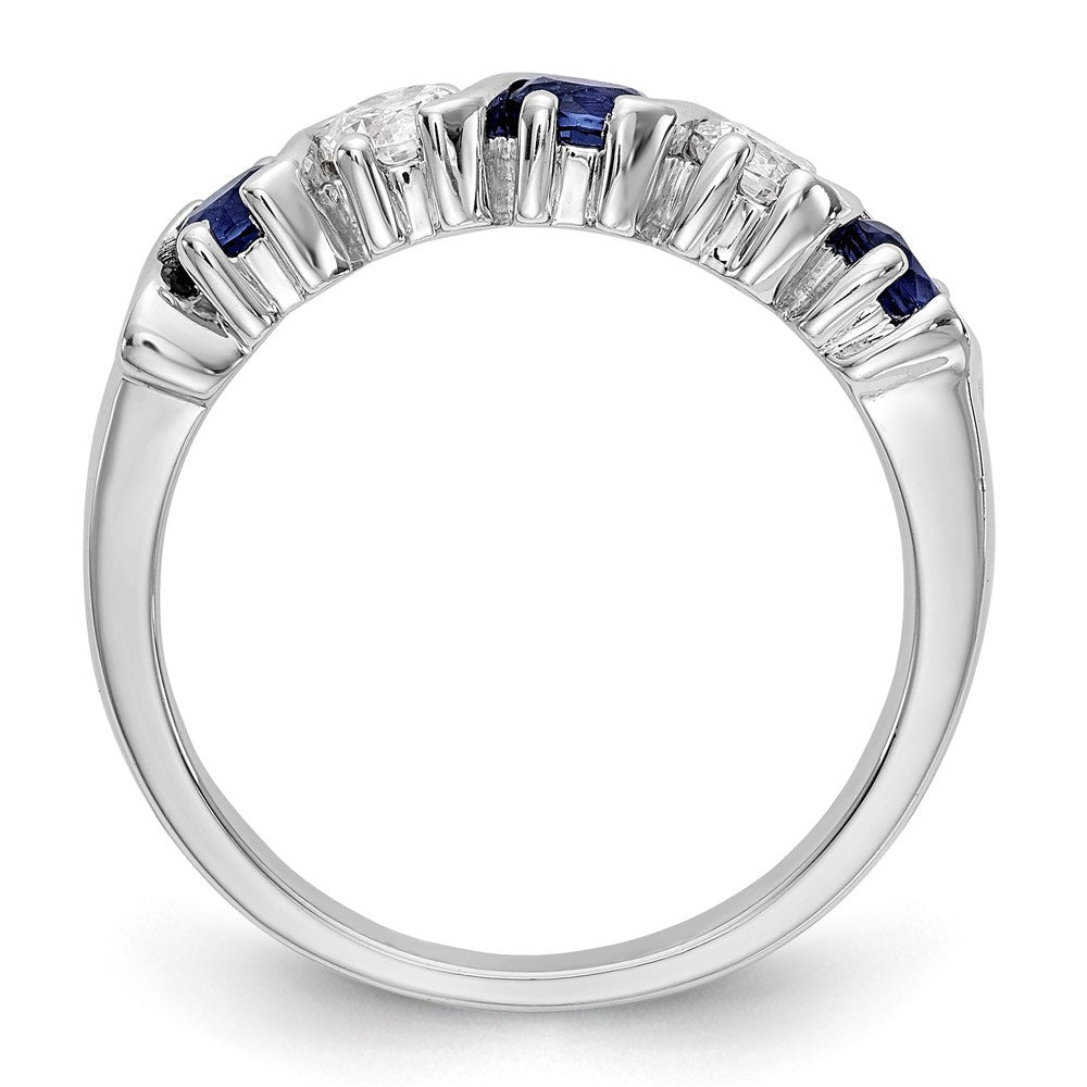 14k White Gold Real Diamond w/Sapphire Band