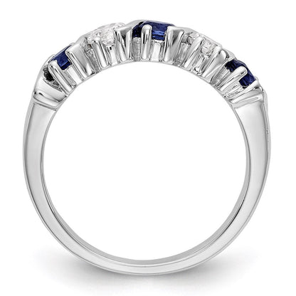 14k White Gold Real Diamond w/Sapphire Band