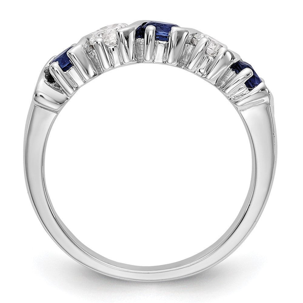 14k White Gold Real Diamond w/Sapphire Band