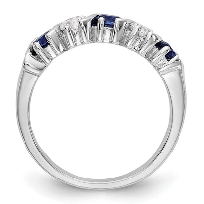 14k White Gold Real Diamond w/Sapphire Band