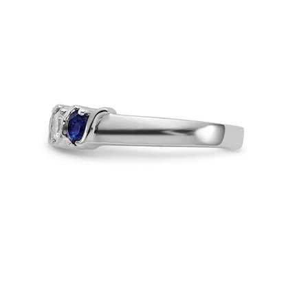 14k White Gold Real Diamond w/Sapphire Band