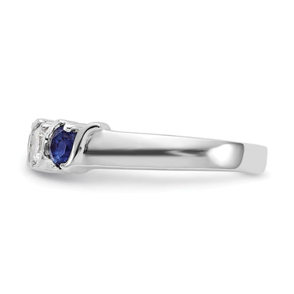 14k White Gold Real Diamond w/Sapphire Band