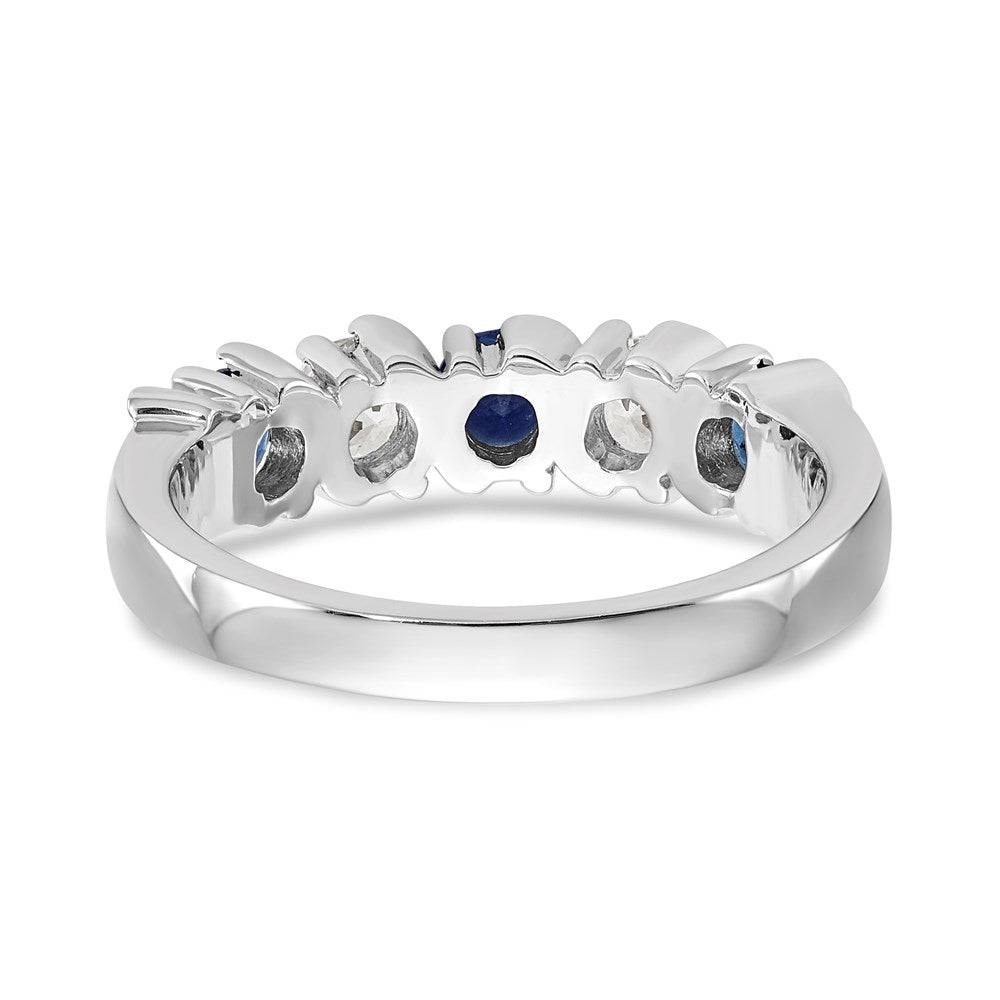 14k White Gold Real Diamond w/Sapphire Band