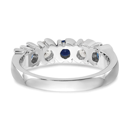 Solid 14k White Gold Simulated CZ w/Simulated Sapphire Band