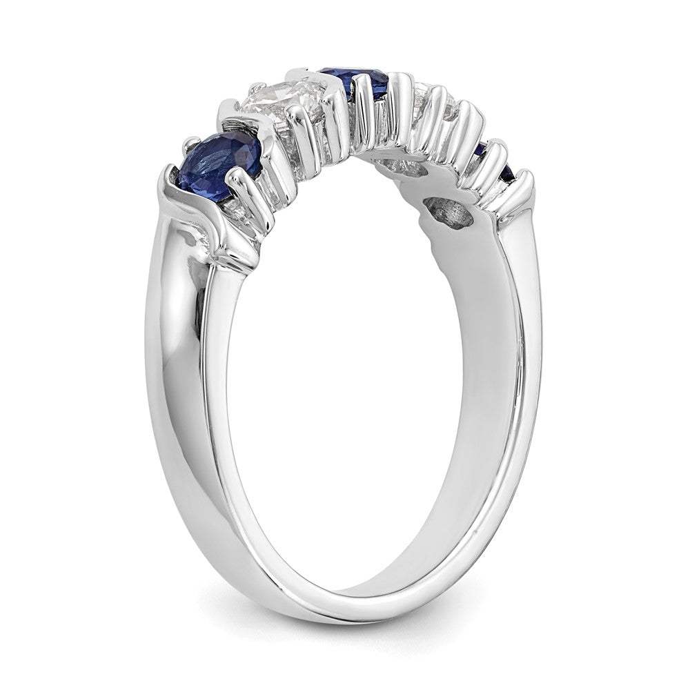 14k White Gold Real Diamond w/Sapphire Band