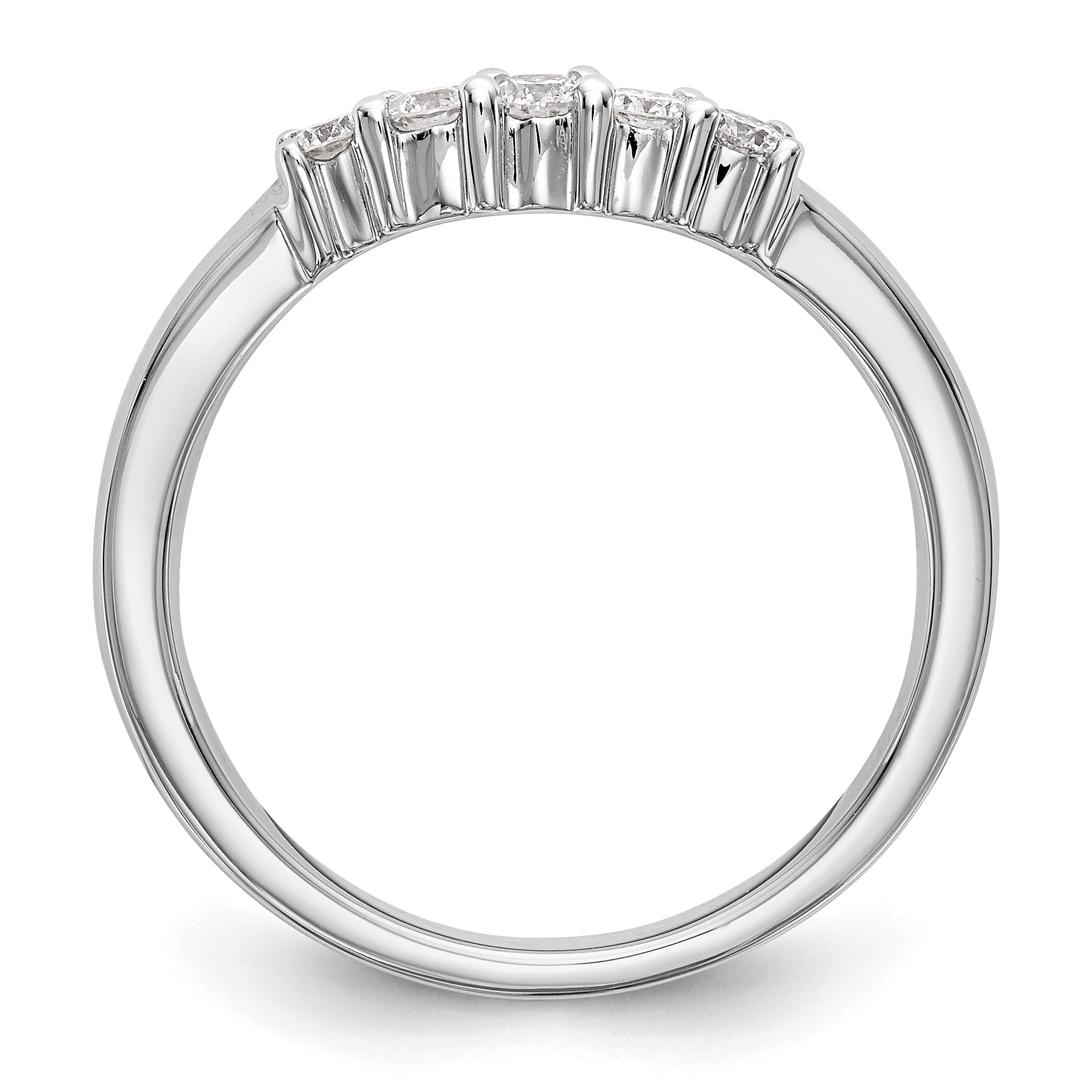 0.30ct. CZ Solid Real 14K White Gold 5-Stone Wedding Band Ring