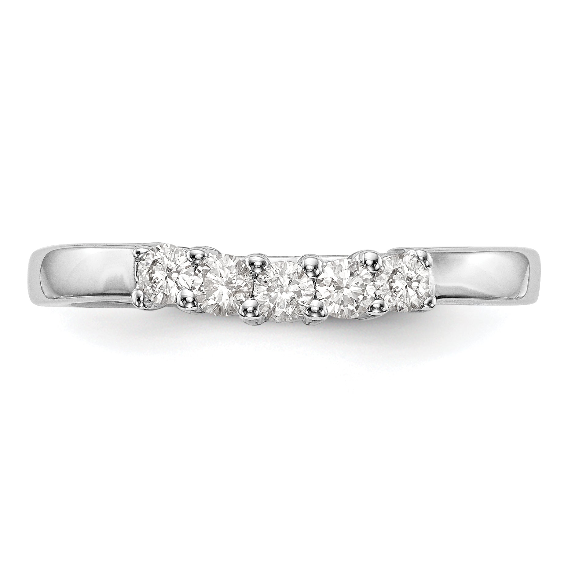 0.30ct. CZ Solid Real 14K White Gold 5-Stone Wedding Band Ring