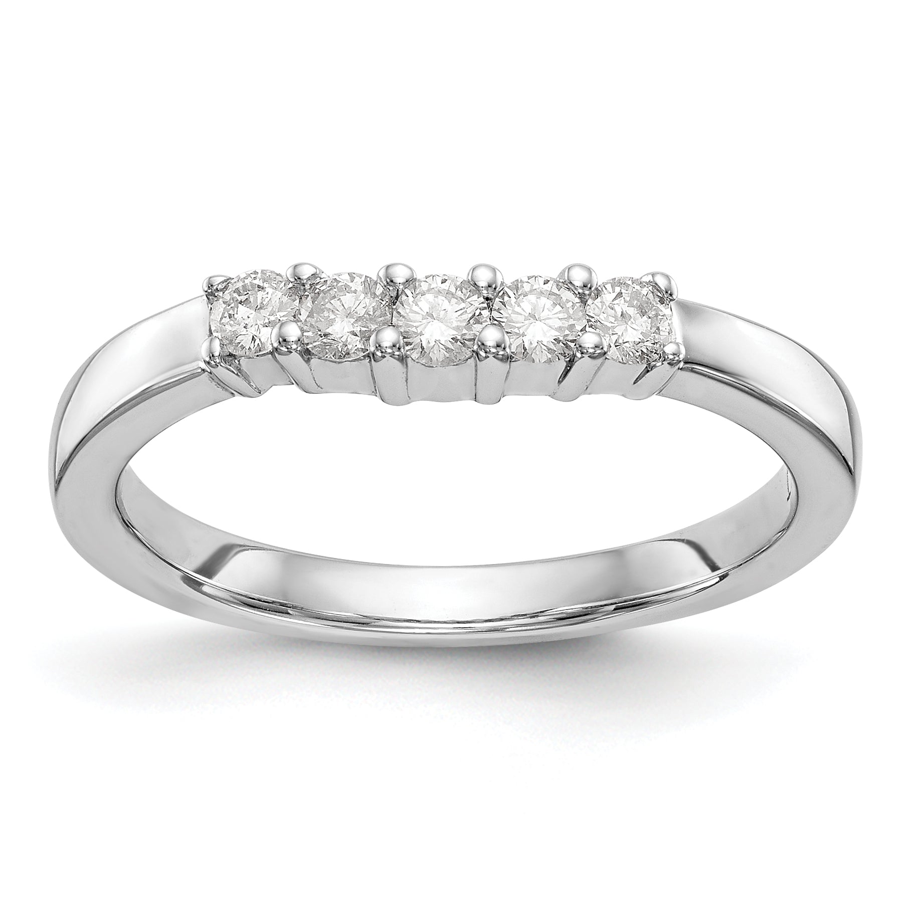 0.30ct. CZ Solid Real 14K White Gold 5-Stone Wedding Band Ring
