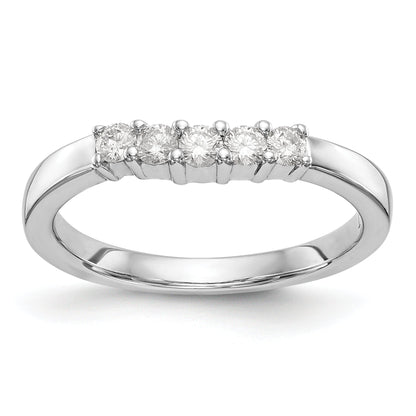0.30ct. CZ Solid Real 14K White Gold 5-Stone Wedding Band Ring