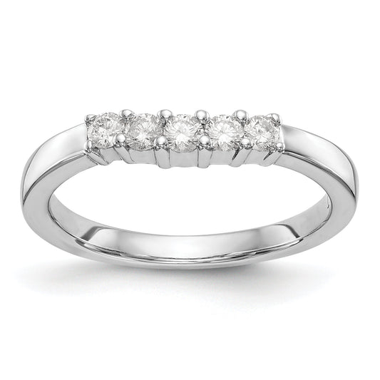 0.30ct. CZ Solid Real 14K White Gold 5-Stone Wedding Band Ring