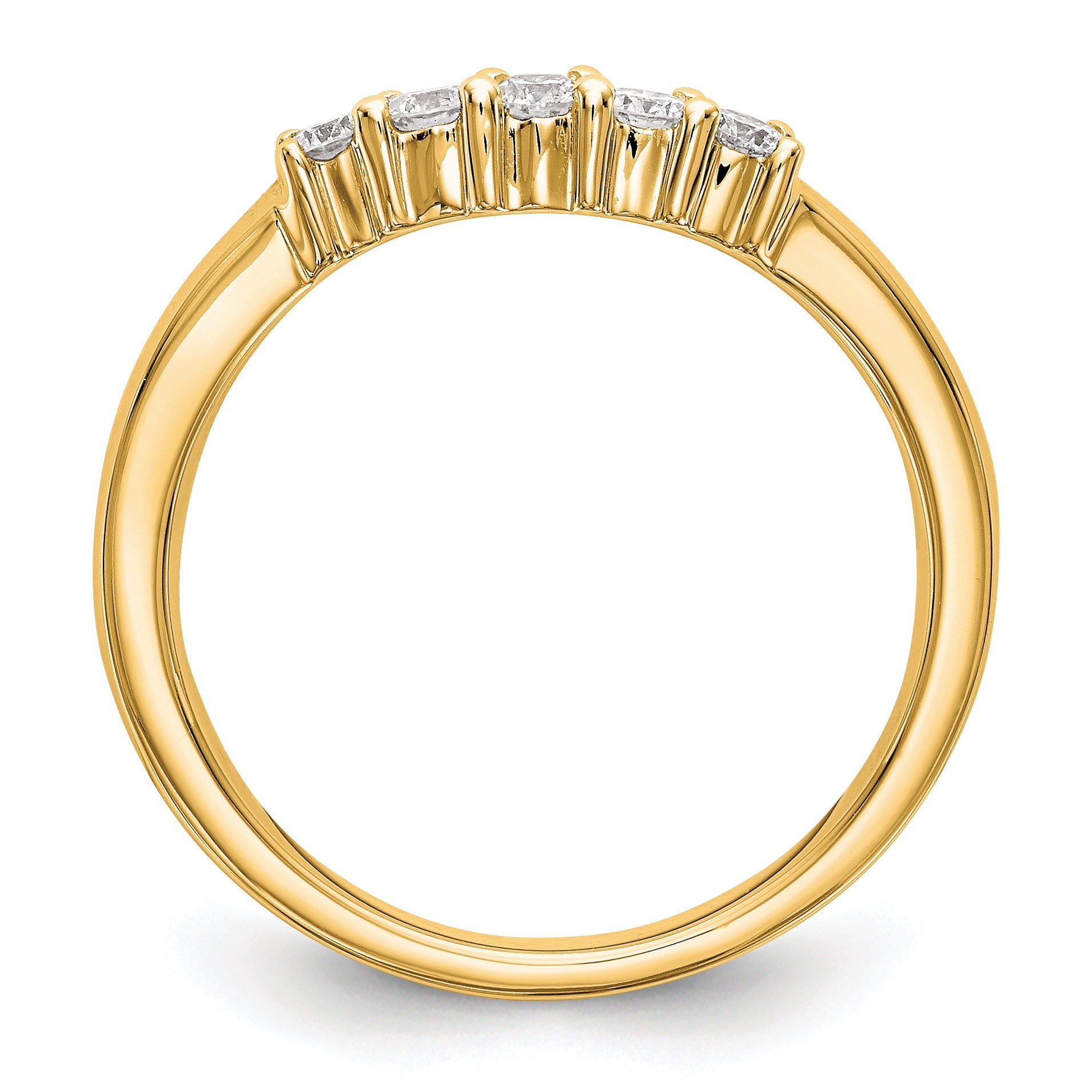 0.30ct. CZ Solid Real 14K Yellow Gold 5-Stone Wedding Band Ring