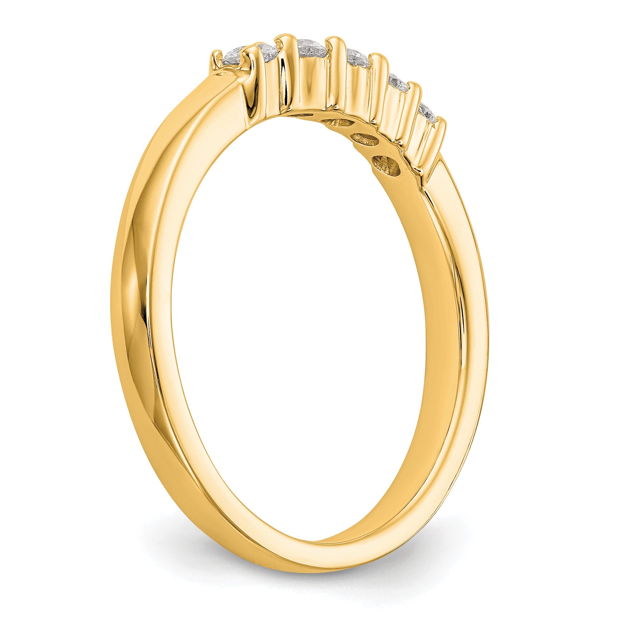 0.30ct. CZ Solid Real 14K Yellow Gold 5-Stone Wedding Band Ring