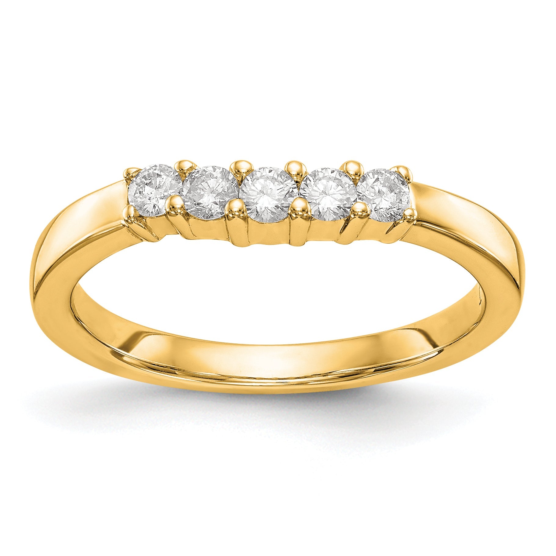 0.30ct. CZ Solid Real 14K Yellow Gold 5-Stone Wedding Band Ring