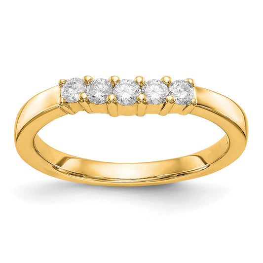 0.30ct. CZ Solid Real 14K Yellow Gold 5-Stone Wedding Band Ring