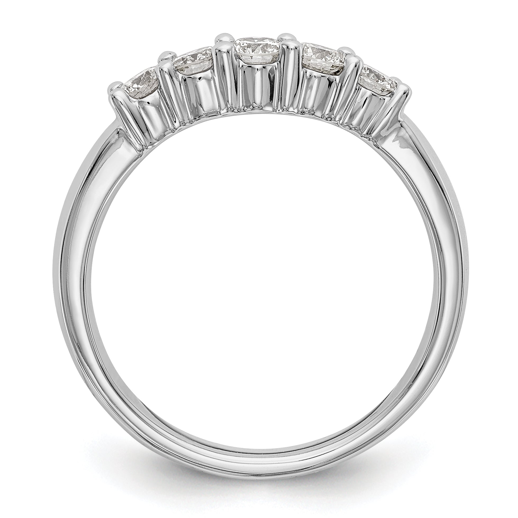 0.50ct. CZ Solid Real 14K White Gold 5-Stone Wedding Band Ring