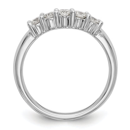 0.50ct. CZ Solid Real 14K White Gold 5-Stone Wedding Band Ring