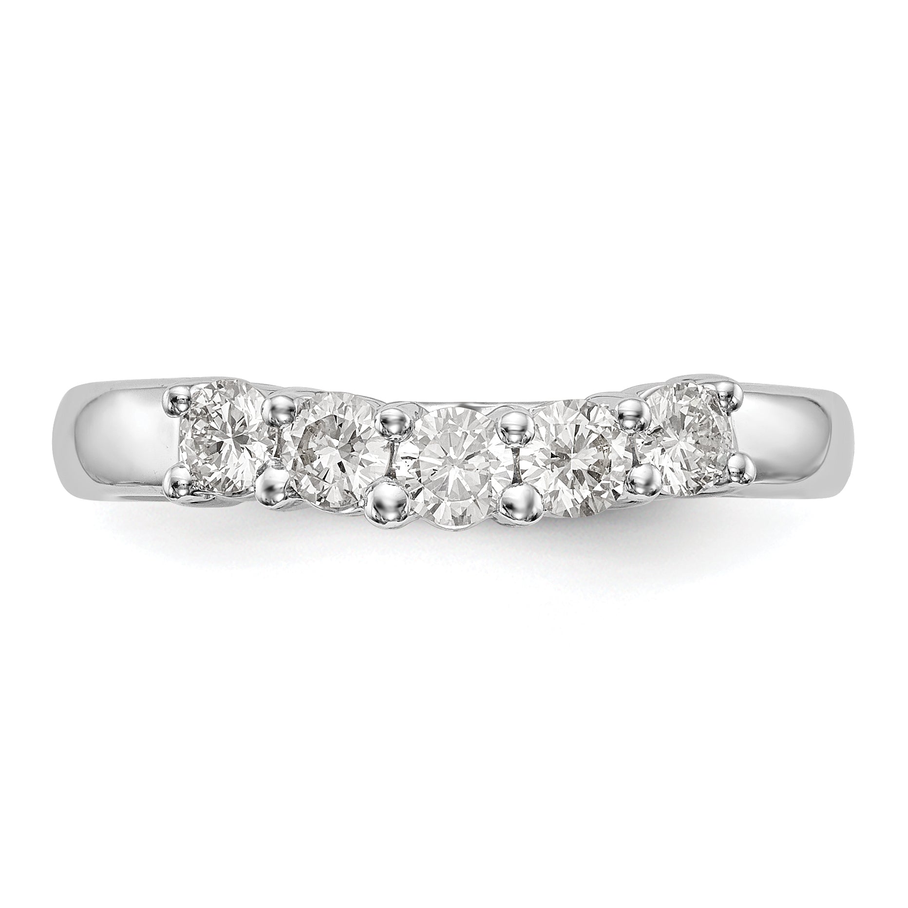 0.50ct. CZ Solid Real 14K White Gold 5-Stone Wedding Band Ring