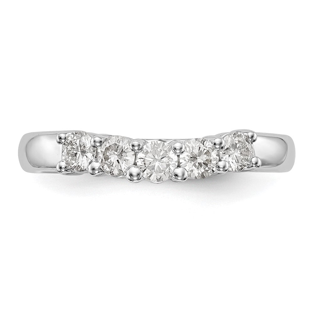 14K White Gold 5-Stone Real Diamond Band