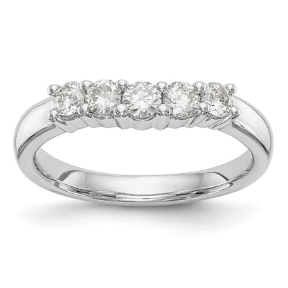0.50ct. CZ Solid Real 14K White Gold 5-Stone Wedding Band Ring