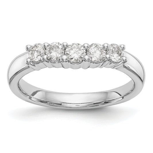 0.50ct. CZ Solid Real 14K White Gold 5-Stone Wedding Band Ring