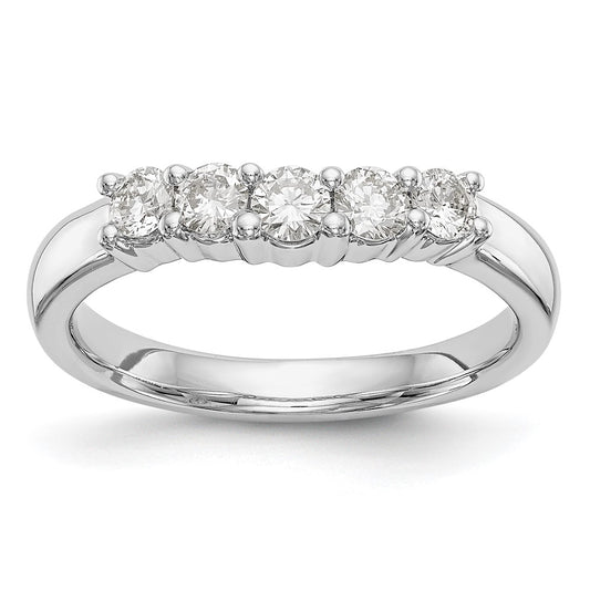 14K White Gold 5-Stone Real Diamond Band