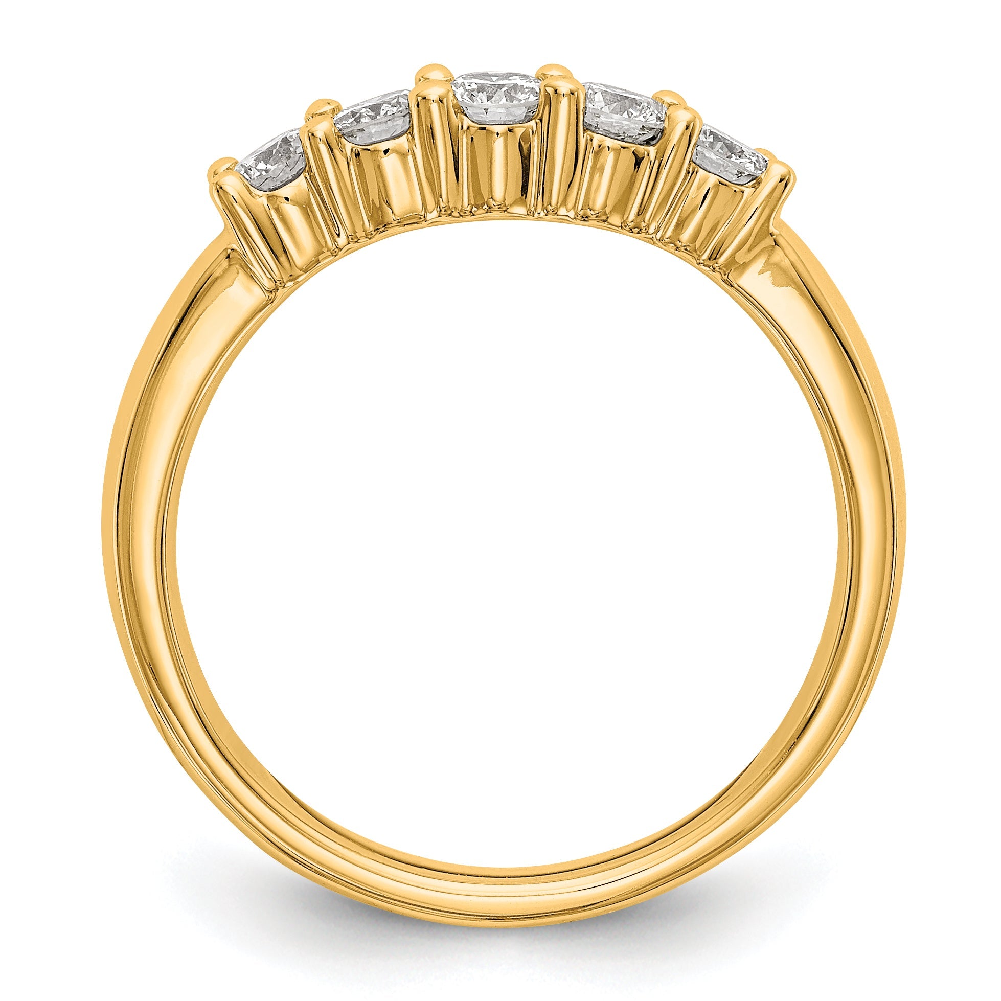 0.50ct. CZ Solid Real 14K Yellow Gold 5-Stone Wedding Band Ring