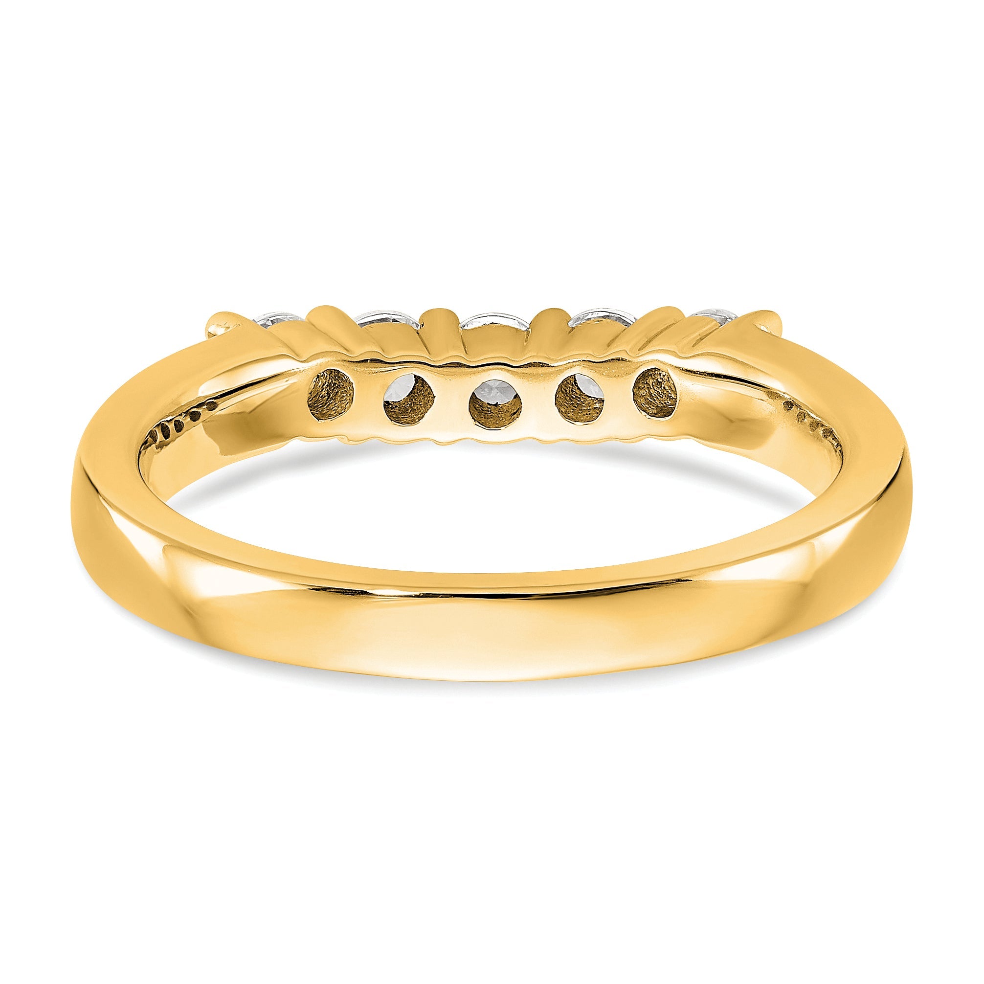 0.50ct. CZ Solid Real 14K Yellow Gold 5-Stone Wedding Band Ring