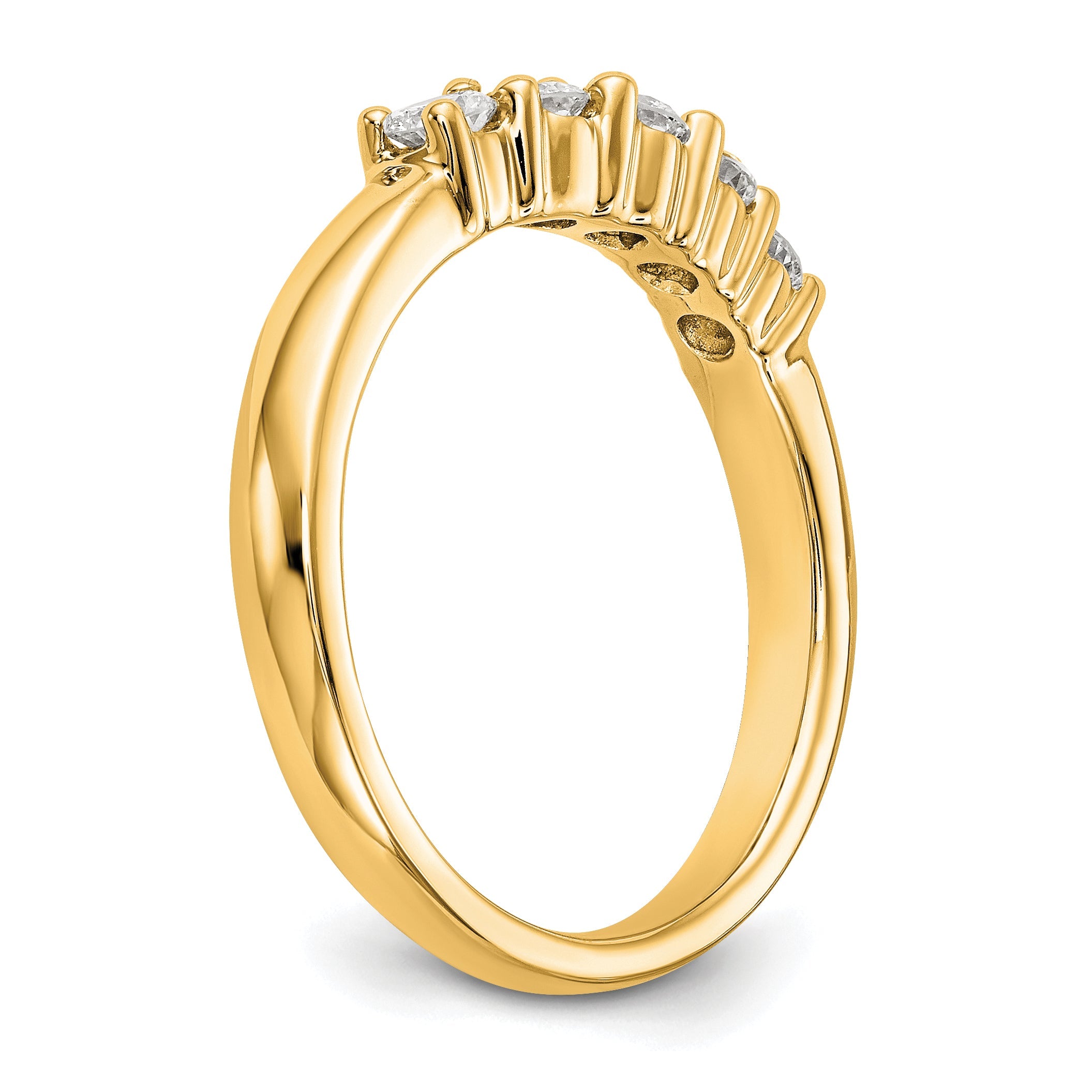 0.50ct. CZ Solid Real 14K Yellow Gold 5-Stone Wedding Band Ring
