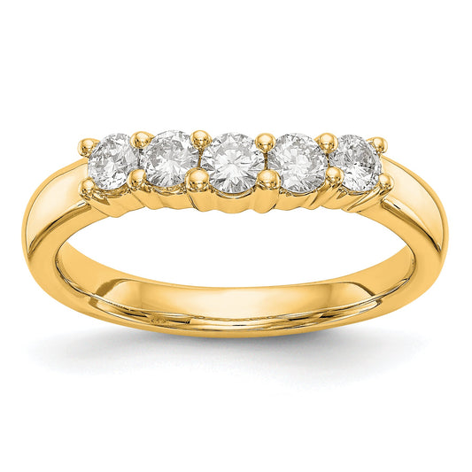 0.50ct. CZ Solid Real 14K Yellow Gold 5-Stone Wedding Band Ring