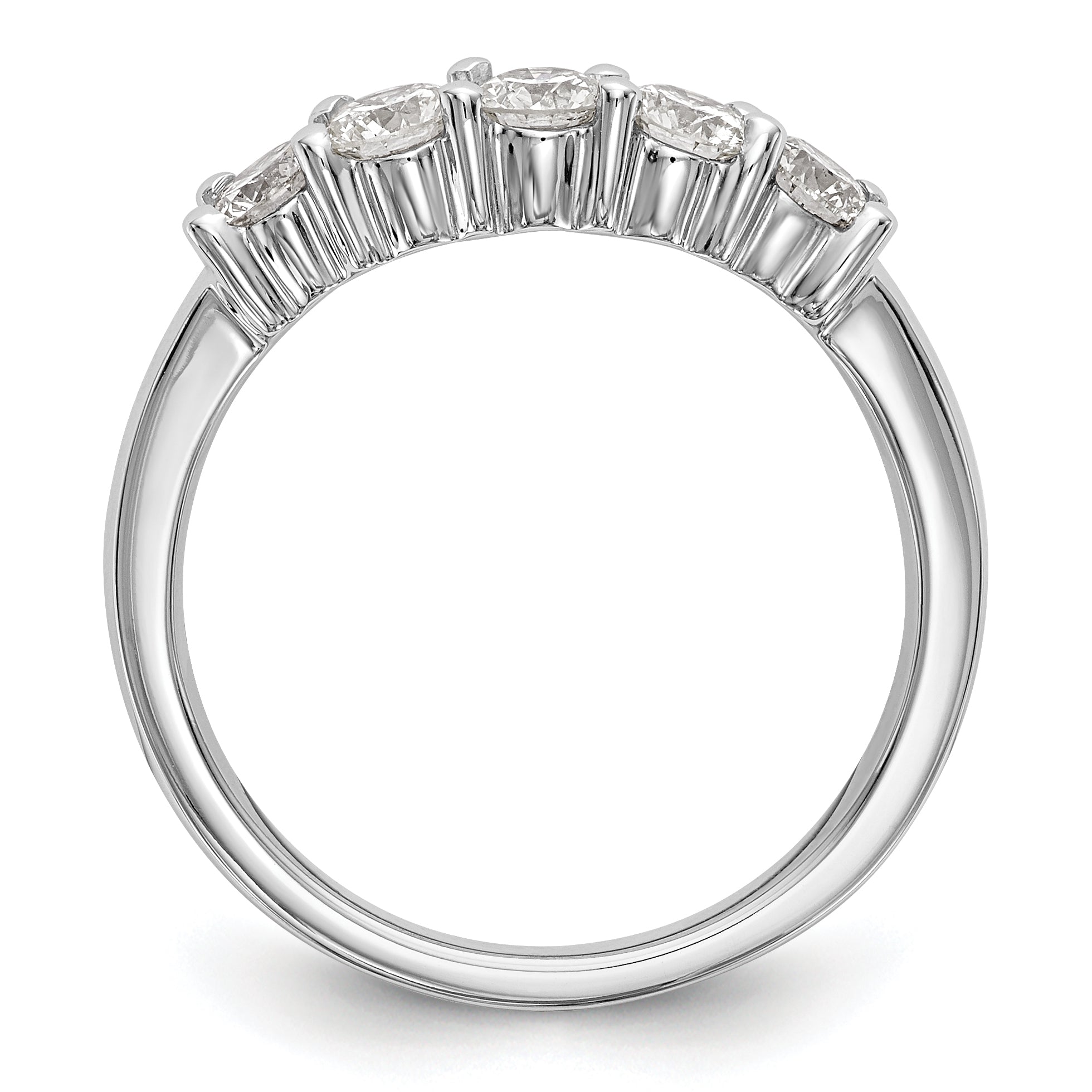 0.80ct. CZ Solid Real 14K White Gold 5-Stone Wedding Band Ring