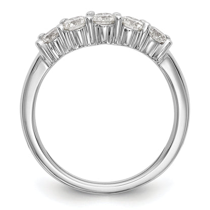0.80ct. CZ Solid Real 14K White Gold 5-Stone Wedding Band Ring