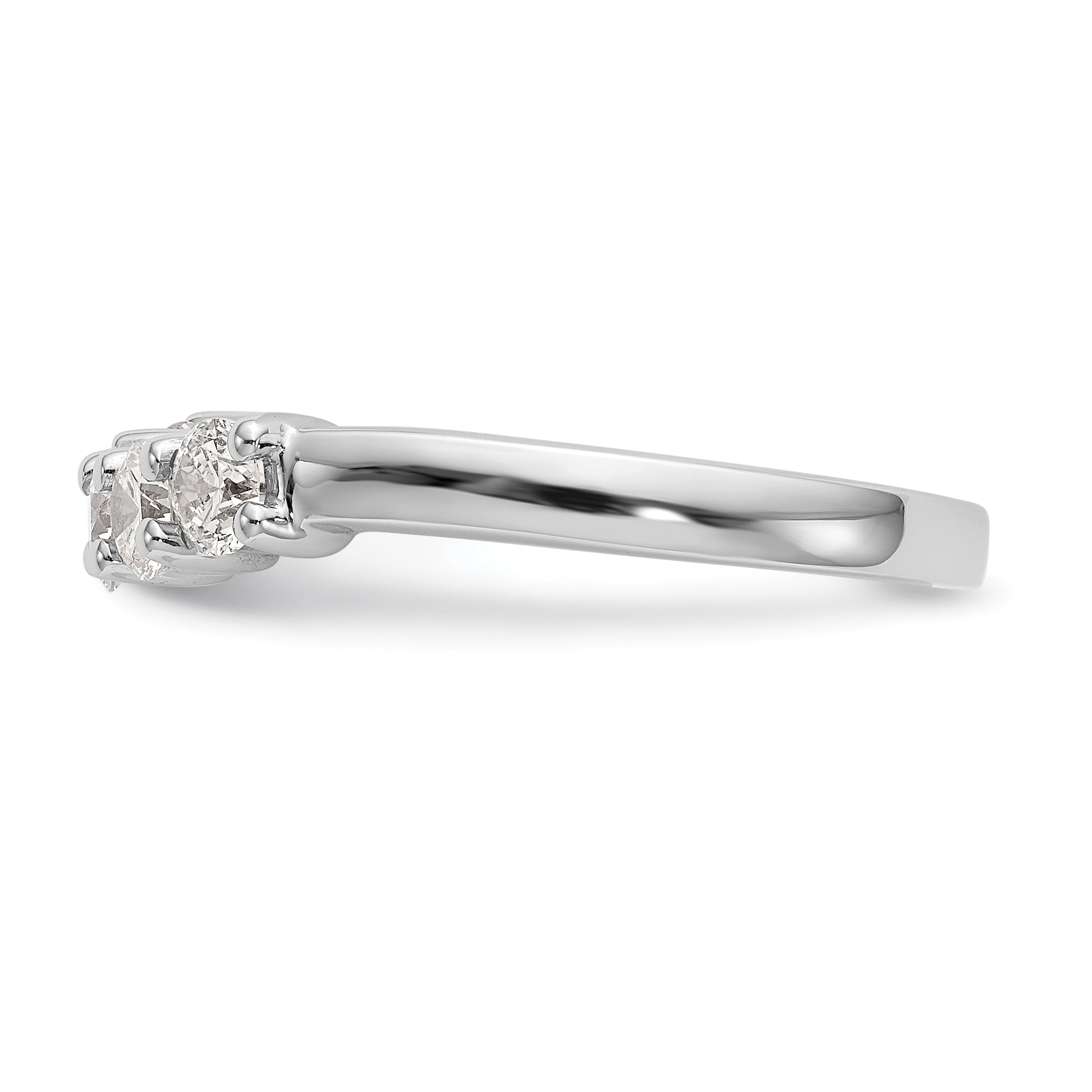 0.80ct. CZ Solid Real 14K White Gold 5-Stone Wedding Band Ring