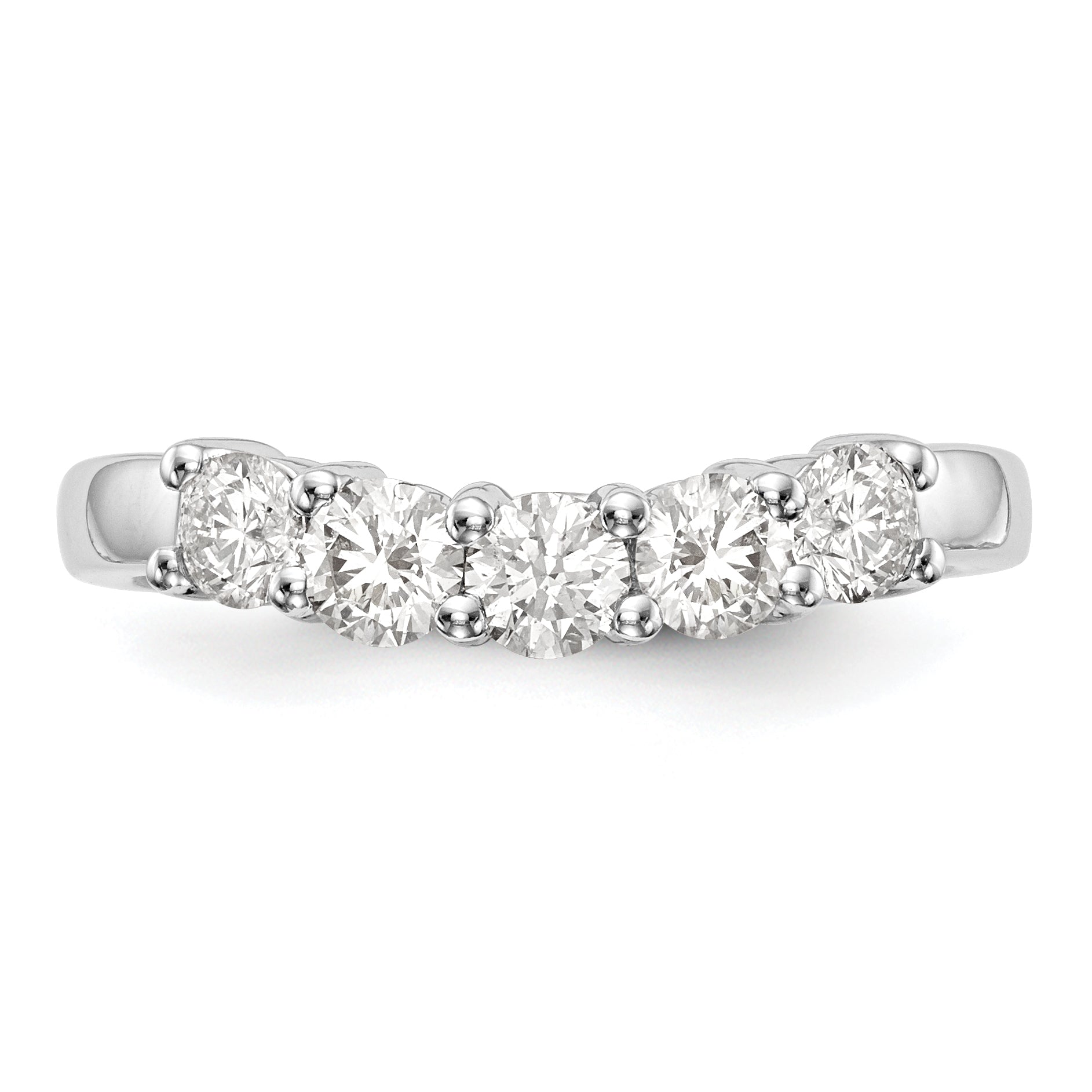0.80ct. CZ Solid Real 14K White Gold 5-Stone Wedding Band Ring