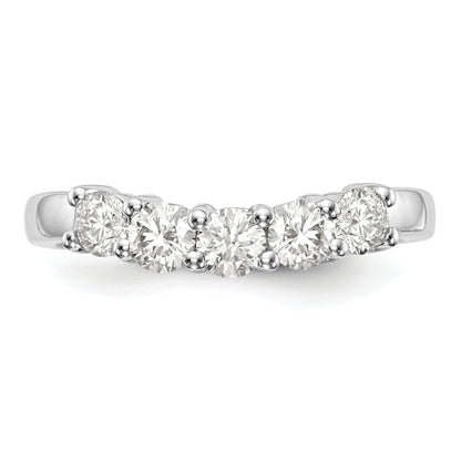 0.80ct. CZ Solid Real 14K White Gold 5-Stone Wedding Band Ring
