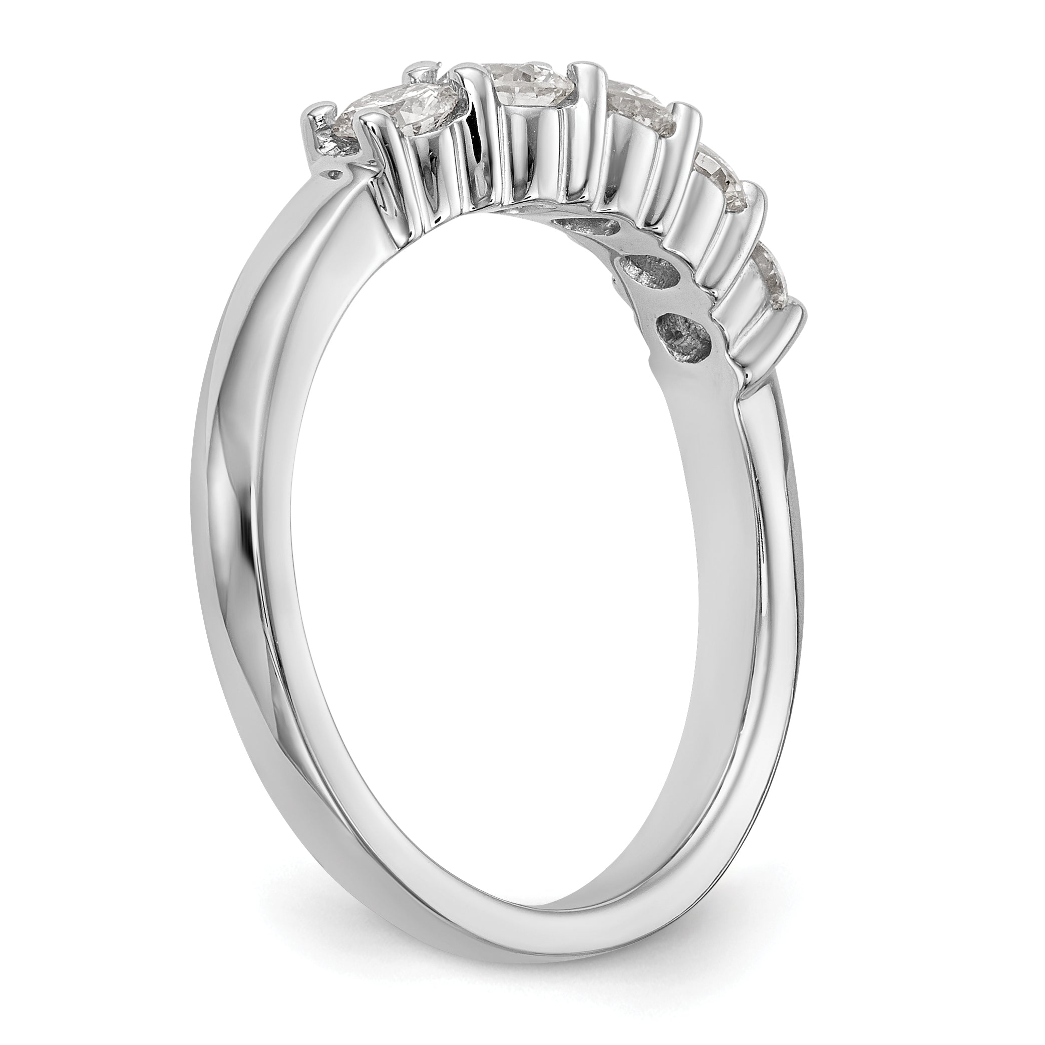 0.80ct. CZ Solid Real 14K White Gold 5-Stone Wedding Band Ring