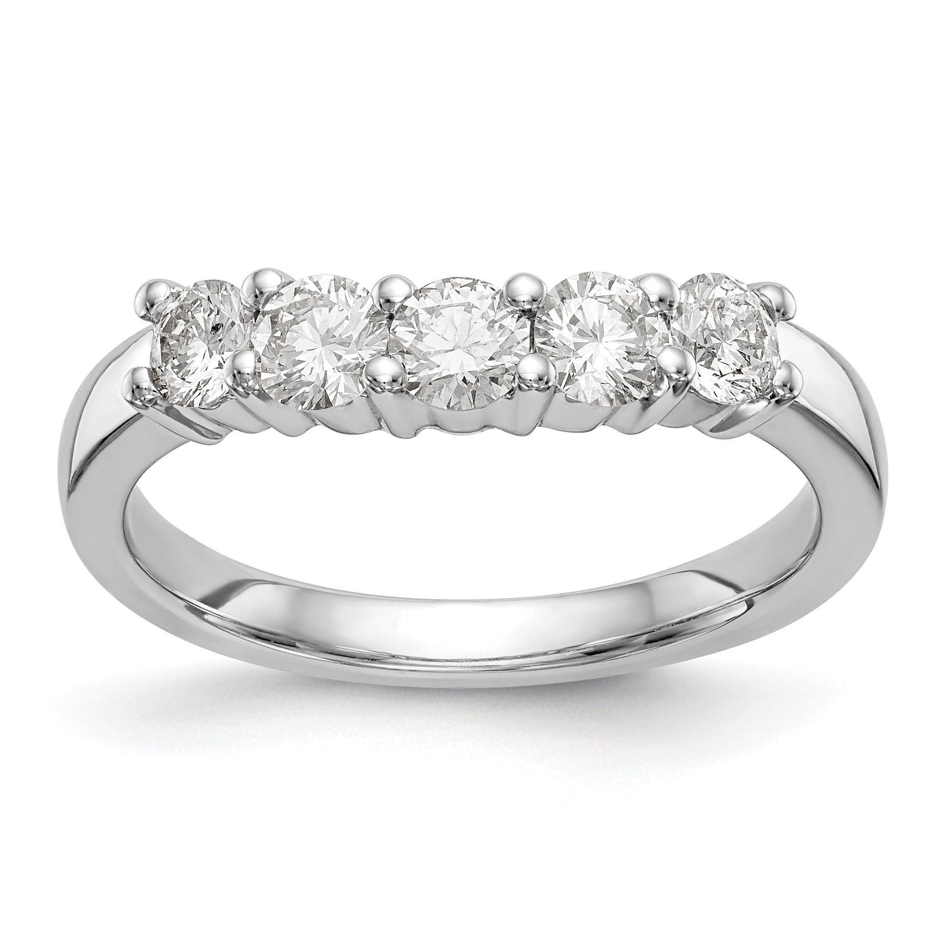 0.80ct. CZ Solid Real 14K White Gold 5-Stone Wedding Band Ring