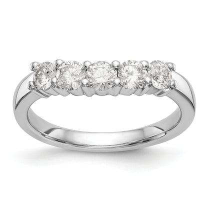 0.80ct. CZ Solid Real 14K White Gold 5-Stone Wedding Band Ring