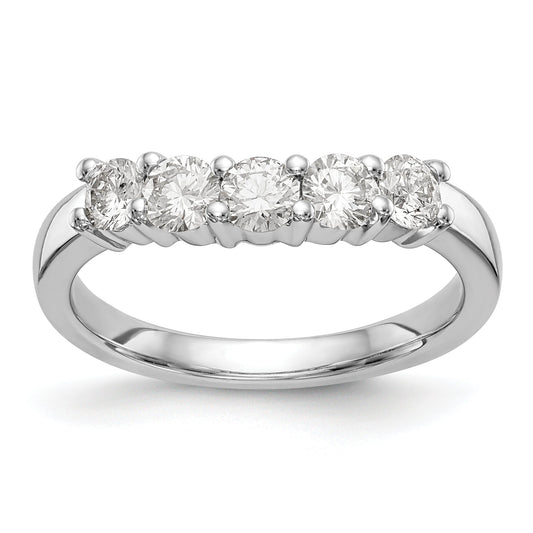 0.80ct. CZ Solid Real 14K White Gold 5-Stone Wedding Band Ring