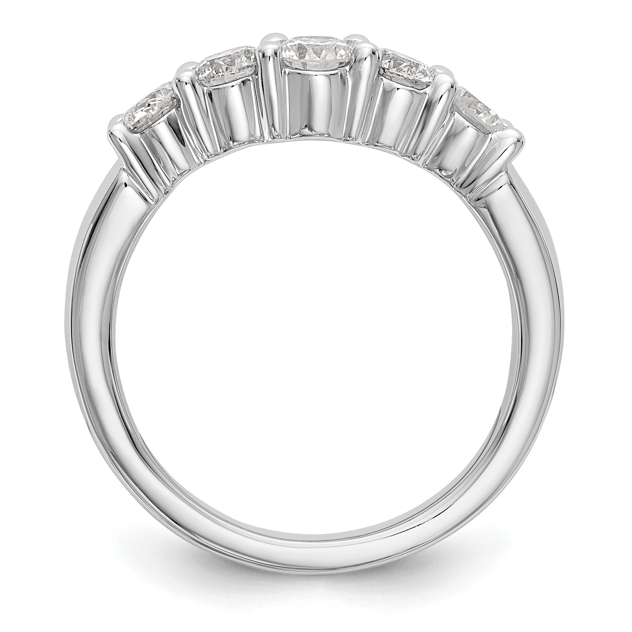 0.90ct. CZ Solid Real 14K White Gold 5-Stone Wedding Band Ring
